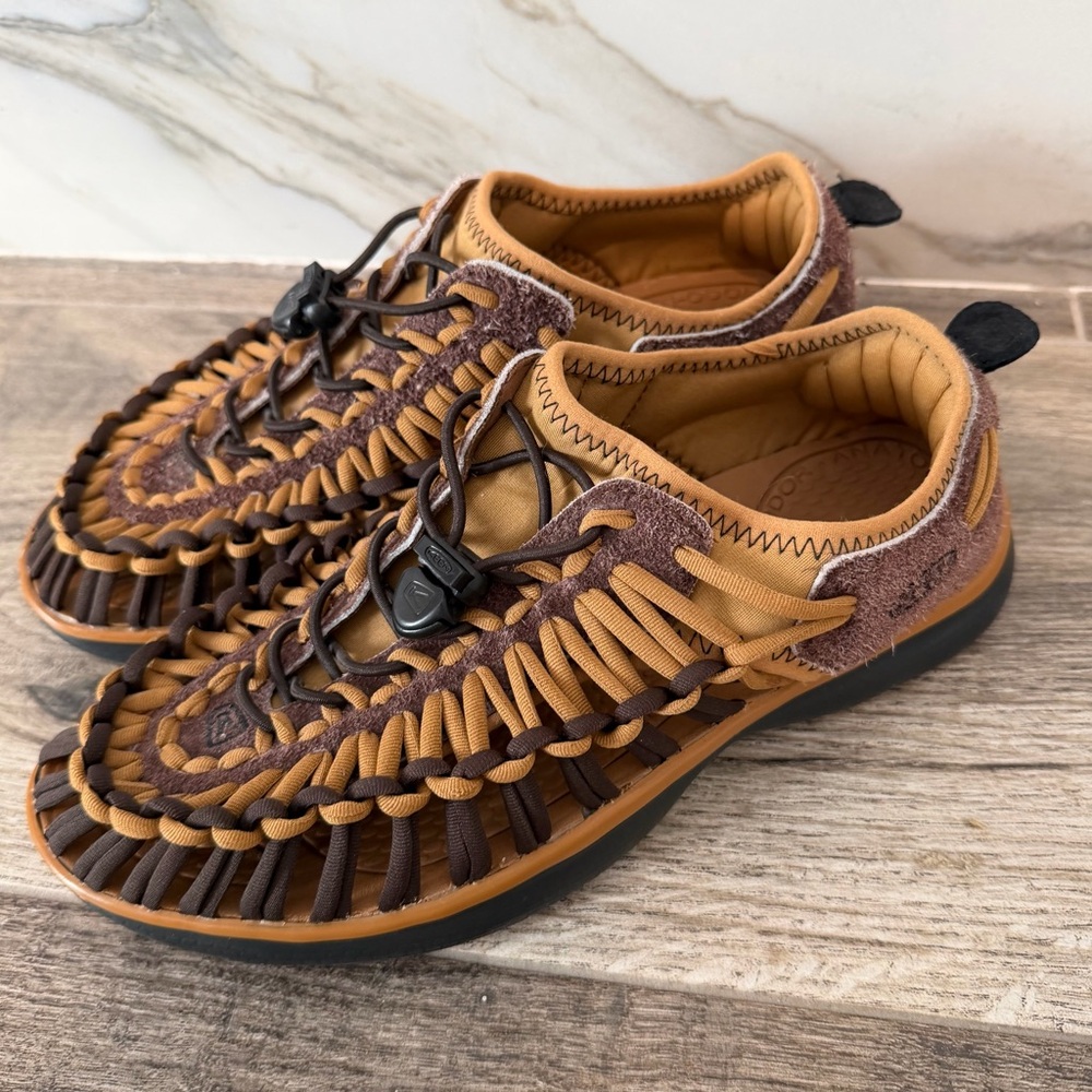 KEEN Uneek SNK Womens Size 9.5 Woven 2 Cord Sandals Caramel Everyday Outdoor